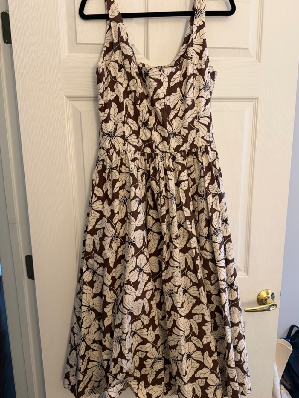 J. Crew Brown and Cream Floral Fit and Flare Midi Dress - Picture 4 of 7